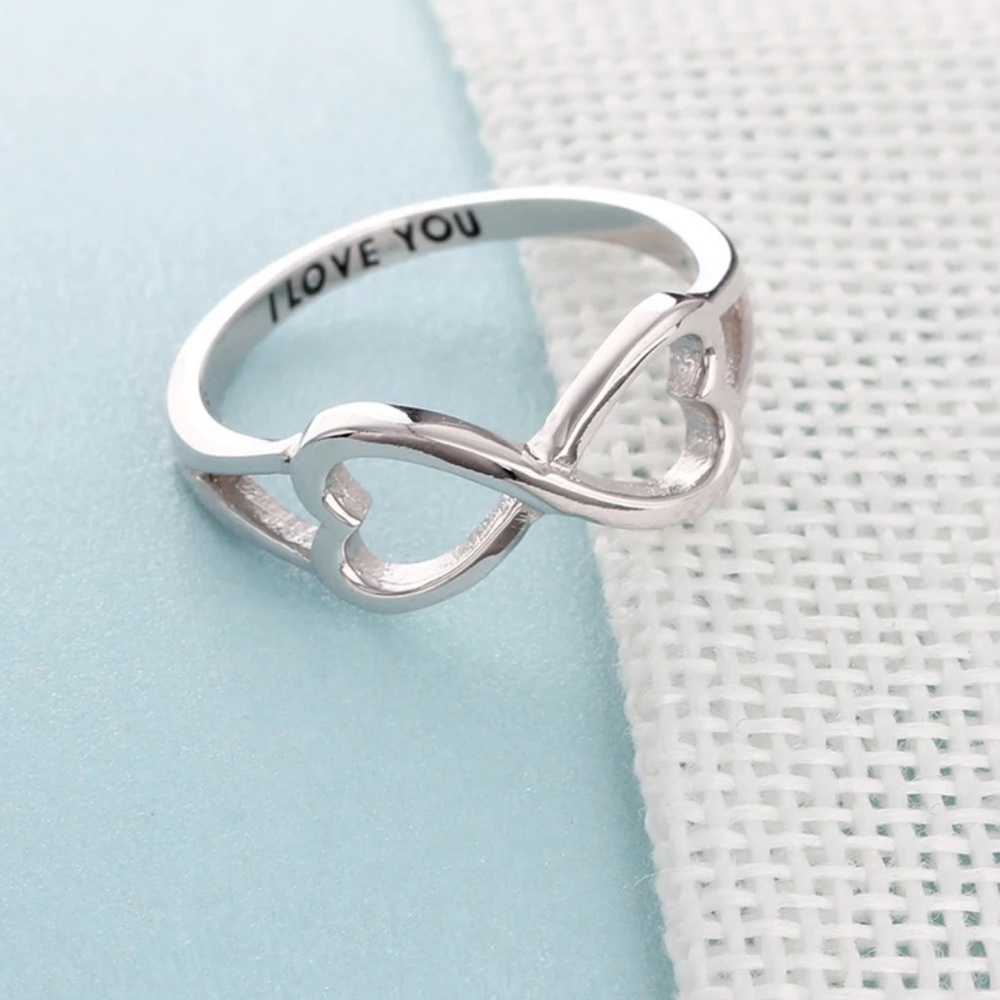 Sterling Silver Double Heart Eternity Ring